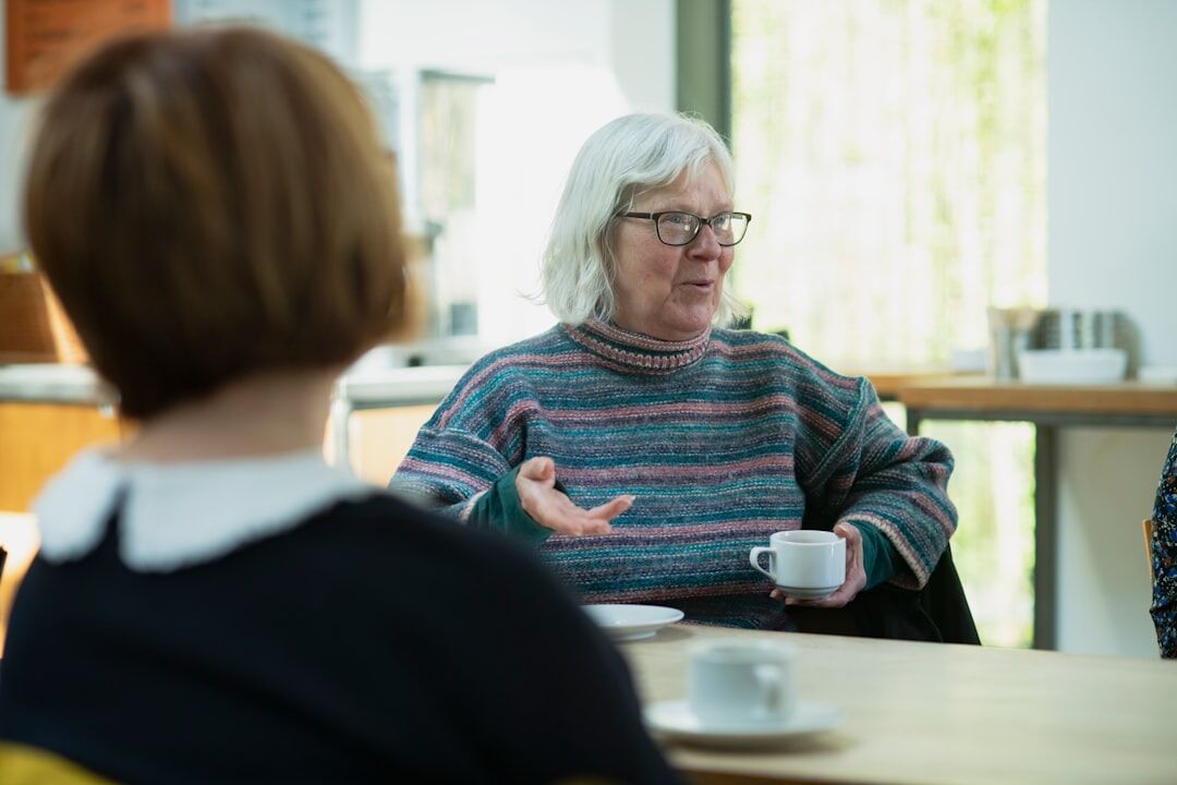 elderly woman telling story