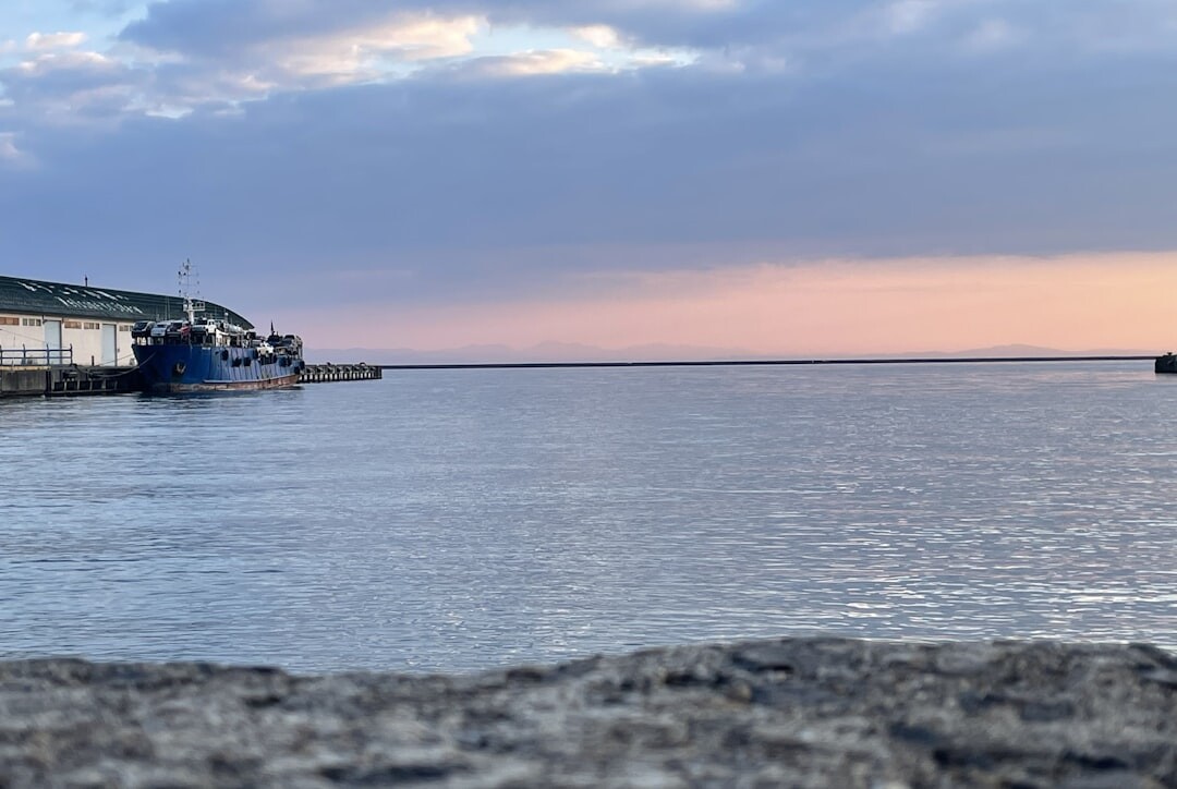 fisherman standing at dawn harbor