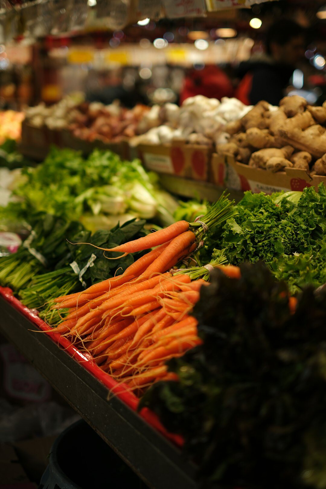 market stall with fresh vegetables