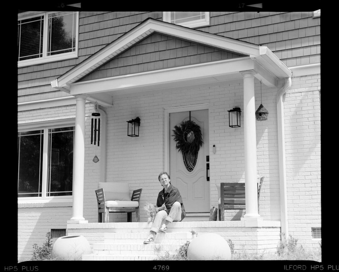 family in suburban home